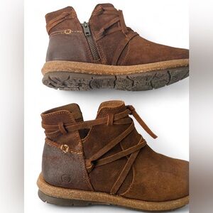 Born Women's Dark Brown Leather Side Zip Boots